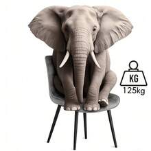 1pc Grey Velvet Dining Chair, Upholstered Easy-Clean Chair With Padded Seat, Ergonomic Backrest & Black Metal Legs, 120 Kg Capacity, For Dining Room, Kitchen & Living Room - Light Grey - View 7