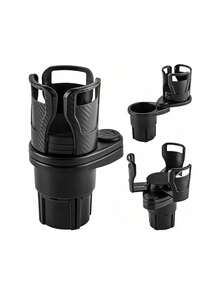 360° Rotatable 2-In-1 Car Cup Holder Expander With Phone Mount, Anti-Slip Carbon Fiber Dual Cup Extender Adapter, Universal For Cars Trucks SUVs, Fits Large Bottles & Cups - XZBJ00 - View 13