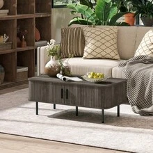 Coffee Table With Storage - Grey Wood Effect For Home - Grey - View 2