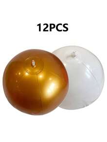 Gold /White Inflatable Beach Ball, PVC Inflatable Ball For Wedding Birthday Party Decor, Summer Pool Photo Prop - Multicolor - View 8