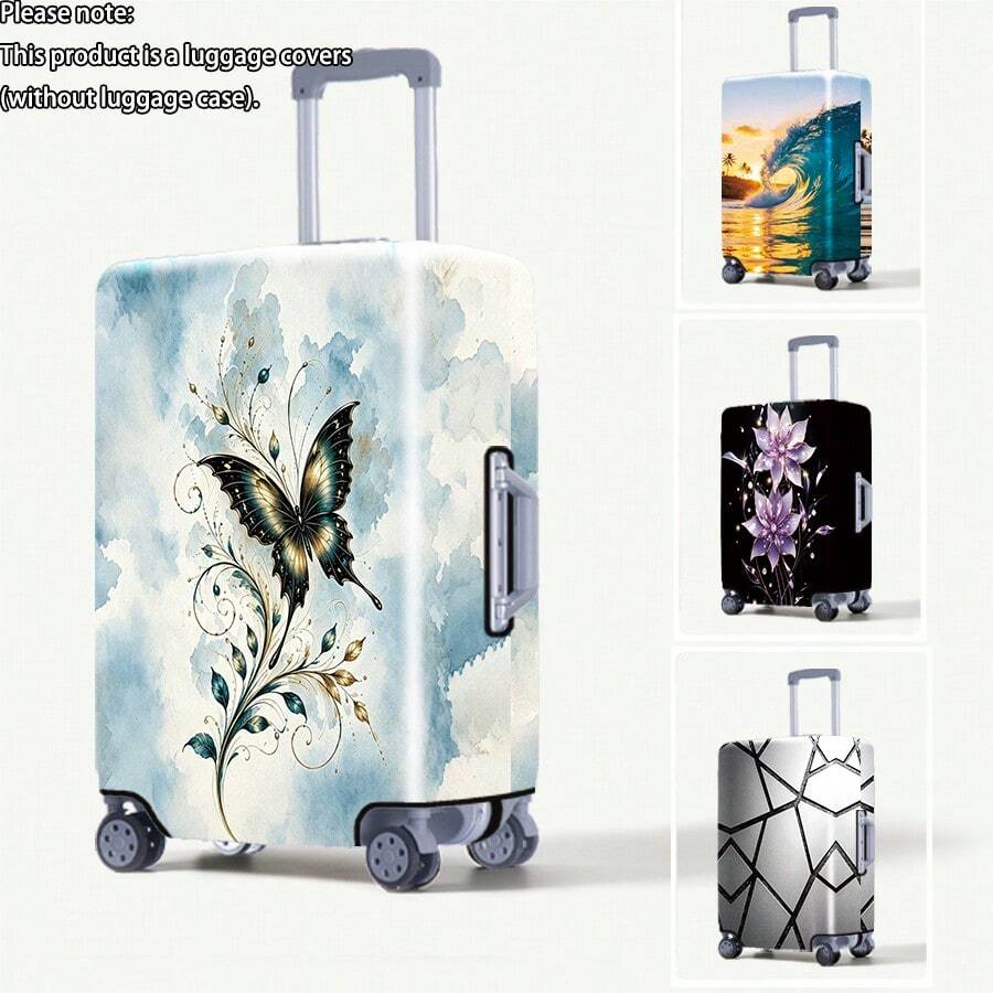 1PC / Flat Print Design / Luggage Cover (Only Luggage Cover, Not Including Luggage Case) / Suitable For 20 To 28 Inch Luggage / Made Of Thickened Fabric / Essential Accessory For Your Travel And Checked Luggage