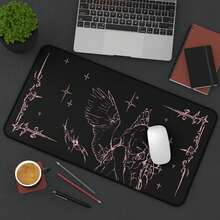1pc Crying Angel Illustration Desk Mat | Gothic Angel Mouse Pad, Gaming Mouse Pad, Desktop Decor 15.7X35.4 In PC Computer Accessory, Extra-Large Rubber-Based Office Mat - Gothic Style - View 5