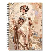 1pc Aesthetic Travel Theme Spiral Notebook, Personal Notebook Perfect Gift, Watercolor Japanese Cherry Blossom Pagoda Scenery Office Planner For Journaling, Daily Note Taking - One Book (50 Pages, 100 Pages) - View 5