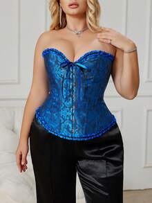 Women's Plus Size Court Style Corset Top, Waist-Cinching Body-Shaping Bustier, Sexy Jacquard Vintage Corset Top, Suitable For Wedding, Party, Halloween Costume, Role Play - Multicolor - View 11
