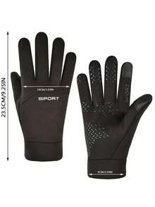 1 Pair Men's Outdoor Sports Cycling Gloves, Fleece Lining, Anti-Slip, Touchscreen, Suitable For Autumn/Winter Driving And Fishing - Multicolor - View 14