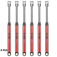 2/4/6 piazes Encendedor Eléctrico Recargable USB, Encendedor De Vela Electrónico, Vela De Plasma sin Llama, Encendedores Largos, Manguera, Estufa De Gas, Pistola De Encendido, Arco Para Acampar, Encendedor De Plasma Sin Llama Para El Hogar Y Acampar Al Aire Libre Y Para Velas Y Estufas De Gas - Rojo - Ver 7