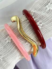 3件組極簡細款紅粉金手鍊套組 - 彩色 - 查看 5
