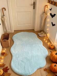 1pc Blue Cloud Faux Rabbit Fur Rug, Soft Comfortable Fluffy Material, Living Room Rug, Bedroom Rug, Entryway Rug, Kitchen Rug, Bathroom Rug, Gaming Room Rug, Study Rug, Closet Rug, Thickened Rug, Autumn/Winter Rug, Fur Rug, Thick Rug - Baby Blue - View 2