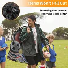 Mesh Ball Bag, Heavy Duty 40"X30" Hold 10-12 Soccer Basketball - No Pocket - View 3