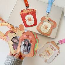 Food Cartoon Lanyard Card Holder Cute Toast Bear Student Campus Meal Card Bus Subway Card Idol Photo Card Storage Protective Case - Multicolor - View 4