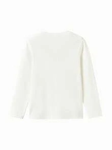 Balabala Tween Girl Long Sleeve T Shirt Boys Girls Basic Top Soft Stretch Undershirt For Fall Casual Wear - Off-white - View 5