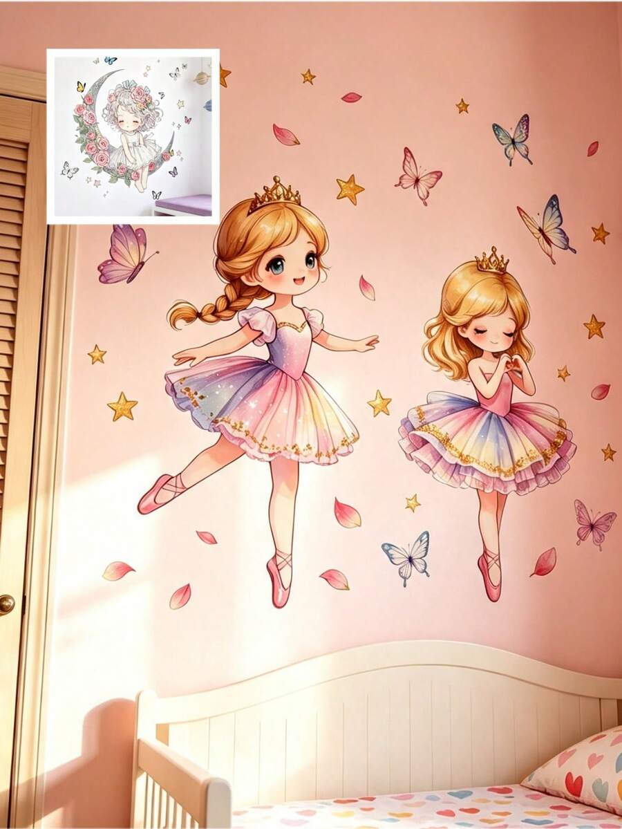 Stiker Dinding Gadis Balerina untuk Rumah, Ruang Tamu, Kamar Tidur, Studio Tari, Dekorasi Dinding Latar Belakang, Stiker Dinding Perekat Sendiri - MultiWarna - View 1