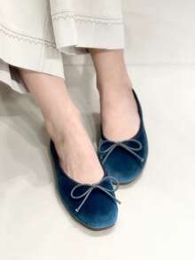 2026 Spring/Summer New Women's Bow-Decorated Ballet Flats - Blue - View 8