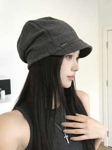 1pc Women's Solid Color Pattern Sewn Label Warm Knitted Beanie, Suitable For Outdoor Activities, Street Style, Daily Wear - Multicolor - View 5
