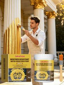 Weather-Resistant Metal Paint, Water-Based Decorative Gold Roman Column Paint, Outdoor Gold Leaf Paint, Suitable For Various New And Old Styles, Perfect Gift For Family And Friends, Halloween, Christmas, Water-Based Gold Paint, Outdoor Fence Decorative Gold Paint, Bright Gold Paint, Water-Based Gold Paint. It Has Strong Toughness, Good Adhesion, Enhanced Product Strength, Good Flowability And Coating Performance. - Multiple Styles - View 1