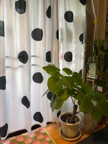 2pcs Classic Black Polka Dot Curtains, Featuring 2D Flat Print Of Black Circular Pattern, Reflecting Modern Minimalist Style. Lightweight And Semi-Transparent, Suitable For Living Room, Bedroom And Various Home Decor Scenarios. - Multicolor - View 10