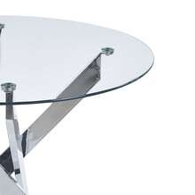Dining Table With Cross Metal Leg And Tempered Glass, Modern Space-Saving Kitchen Table For Living Room,  Legs, Round Table, Silver Legs, 80x80x75cm - 銀色 - 查看 10