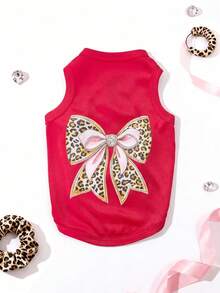 LUCKIE LABO 2pcs/Set Leopard Print Elegant Bowknot Fun Pattern Pet Vest, Physical Flea Prevention, Reduces Shedding, Insulated & Breathable, Suitable For Small And Large Dogs & Cats, Indoor & Outdoor - Multicolor - View 9