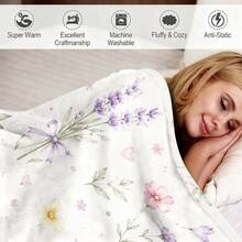 1pc Soft & Comfortable Modern Flannel Blanket - Flannel Throw Blanket With Floral Design - Digital Print Craft, Suitable For Sofa, Bed, Travel, Office Home Decor - Multicolor - View 7