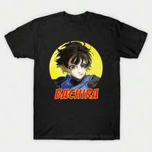 Camiseta unisex de algodón con cuello redondo que presenta una ilustración detallada del jugador Bachira Meguru, de corte cómodo para uso diario. - Negro - Ver 1