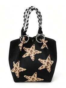 Classic Colorblock Polka Dot Casual Versatile Artistic Bucket Bag, Multi-Functional Daily Commute Handbag, Suitable For Niche Shopping And Dating - Black - View 6