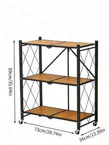 3-5 Tier No Assembly Foldable Storage Rack With Wheels, Multi‑Tier Collapsible Metal Organizer Shelving Unit, Space‑Saving Rolling Shelf For Living Room, Bedroom, Kitchen, Office,Sturdy And Durable,Perfect For Books, Containers, Home Supplies, - View 16