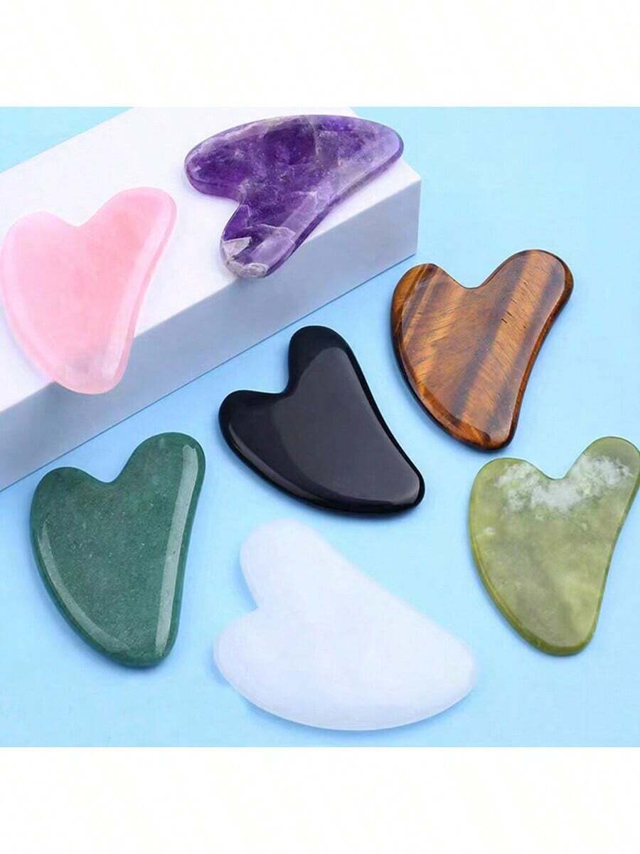 1pc Facial Gua Sha Massage Tool, Acupoint Muscle Cell Repair Slimming Face Beauty Quartz Stone Gua Sha Board - Multicolor - View 1