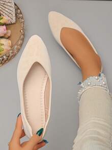 Wide Fit Slip-On Pointed Toe Women's Large Feet Wide Last Flat Shoes Elegant Spring Autumn Summer Daily Wear Commute Leopard Print Ballet Flats - Beige Large Leopard Print - View 2