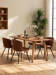 WAHSON OFFICE CHAIRS 2PCS Velvet Kitchen Chair Side Dining Chairs Armless Tub Chair With Metal Legs - Brown - View 4