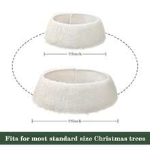 YQQChristmas Tree Collar:  Luxury Thick Plush Faux Fur Xmas Tree Collars Cover, Rustic Size Adjustable Tree Skirt For Holiday Decorations1269 - White - View 2