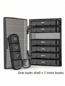7/1 Weekly Pill Organizer, 4 Slots Per Day, Large Capacity Daily Pill Box, 7-Day Portable Travel Case, Light-Shielding Pill Box, Suitable For Fish Oil, Vitamins, Nutritional Supplements, Medications - one-size - View 6