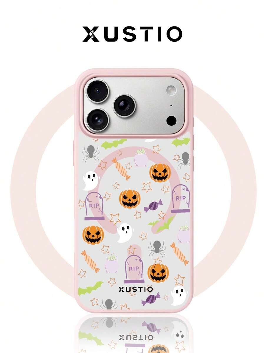 XUSTIO Halloween Pumpkin Lantern Ghost Candy Star Pattern, Anti-Drop TPU Material Magnetic Large Hole Phone Case, Suitable As Holiday Gift Compatible With Apple 11 12 13 14 15 16 17 Pro/Pro Max/14 15 16 17 Plus Phone Protective Cover, Holiday Gift, Daily Commute, Daily Anti-Drop Style - Multicolor - View 1