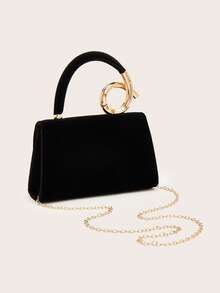 REMANLAND Women's Elegant Sparkling Evening Clutch, Luxury Party Bag, Unique Metal Handle, Formal Dress Bag, Bridal Essential Bag, Perfect For Parties, Weddings, Balls, Evening/Banquet, Can Be Matched With Wedding Dress, Formal Dress, Ball Gown, Birthday Dress, Party Dress, Perfectly Matches New Year Outfit, Perfectly Matches Women's Party Dress, Essential Wedding Supplies, Perfectly Matches Graduation Dress, Ball Gown, Party Ball Bag - Black - View 7