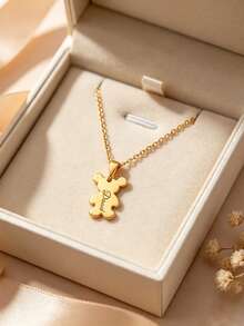 1 Peça Colar Personalizado com Urso de Pelúcia Gravado em Aço Inoxidável, Pingente com Nome, Presente Memorial Fofo para Ela/Ele, Namorado/Namorada, Pais, Família, Adequado para Aniversário, Aniversário, Formatura, Baile, Festa, Presente do Dia das Mães para Mulheres - Multicolorido - Visão 4