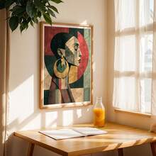 CPWAD Bohemian Geometric Collage Women Portrait Canvas Wall Art, Artist Home Decor, Suitable For Living Room And Bedroom, 2D Printed Poster Wall Art - 1pcs - View 5