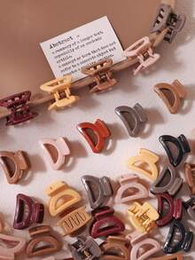10/30/50pcs Yellow-Brown D-Shaped Small Hair Clips For Women, Side Hair Fixing Clips, Simple Casual Versatile Styling Hair Accessories (Random Color) - Multicolor - View 2