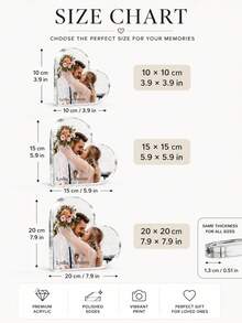 客製化照片與文字心形壓克力裝飾品，個性化婚禮紀念禮物，透明心形壓克力方塊（含客製圖片、姓名與訊息），浪漫情侶週年禮物，情人節禮物，婚禮回憶裝飾，獨特個性化家居裝飾，居家裝飾，房間裝飾，個性化禮物，客製化禮物 - 彩色 - 查看 4