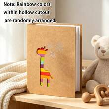 1pc 100-Slot 4*6 Inch Baby Growth Photo Album - Vintage Kraft Paper Cover With Cute Animal Hollow Carving, Random Color Rainbow Pattern, Large Capacity Photo Album. Transparent Plastic Pockets Can Preserve Precious Moments Long-Term, Suitable For Recording Growth Milestones, First Steps And School Life. Compact Album Size 16.5*12 Cm, Can Be Easily Stored In Drawers, A Thoughtful Gift For Newborns, Toddlers And Expectant Parents. - Giraffe - View 9