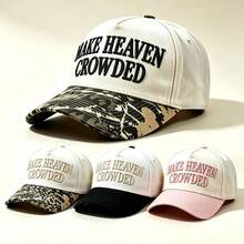 1pc MAKE HEAVEN CROWDED Embroidery Baseball Cap Mixed Color Brim Breathable Sport Hat Adjustable Strap For Men Women Street Style - Multicolor - View 2