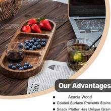 Acacia Wood Cutting Board With Handle, Easy To Clean Multi-Functional Food Tray, Suitable For Steak, Bread, Fruit, Cheese And Vegetables, Perfect For Home Kitchen, Picnic And Daily Breakfast Preparation - View 8