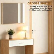Elegant Hallway Organizer, Modern Vanity Table With Mirror, Console Table - Nature - View 5