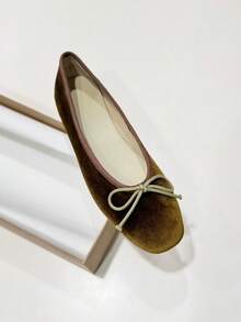 2026 Spring/Summer New Women's Bow Decor Ballet Flats - Green - View 6