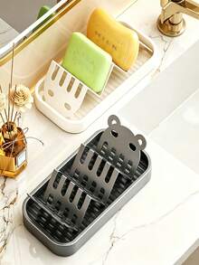 2/1pc Luxury Panda Stainless Steel Soap Holder, Household Countertop Draining Soap Box, Multi-Functional W-Shaped Layered Storage Rack, Wavy Rack Draining, Bathroom Kitchen Universal Soap Tray, Creative Drill-Free Soap Storage Rack, Multi-Compartment Partitioned Soap Storage, Minimalist Bathroom Soap Dish, Ventilated Quick-Drying Soap Holder, Practical Bathroom Soap Storage Rack - A - View 4