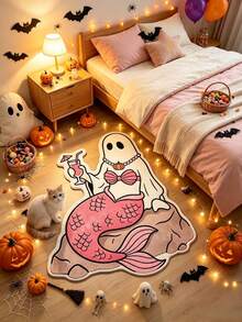 1pc Halloween Ghost Mermaid Alien Doormat, Decorative Rug, Floor Mat, Carpet, Living Room Rug, Bedroom Rug, Halloween Carpet - Multicolor - View 1