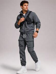 CZRLHYT Men's Outdoor Sports Pants, Solid Color With Pockets Design, Sports Pants For Fitness And Running, Must‑Have Fashion Pants For Outdoor Sports - Grey - View 2