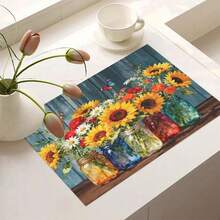 1pc Sunflower Floral Pattern Absorbent Drying Mat, Kitchen Decor Coffee Machine Mat, Laundry Room Accessory Handmade Coffee Pot Drip Tray, Kitchen Floor Mat, Dining Table Mat, Kitchen Countertop Dish Drying Mat, Breakfast Mat, Heat-Resistant Drip Tray With Non-Slip Pad, Diatomaceous Earth Drip Tray, Stain-Hiding, Super Absorbent Kitchen Drip Tray, Easy-To-Clean Dish Rack Mat, Perfect For Kitchen, Dining Table, Coffee Shop, Bar, Holiday, Party, Home Decor, Holiday Gift - Multicolor - View 17