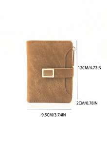 Women's Short Colorblock Patchwork Wallet, Fashionable Fabric Texture PU Multifunctional Card Holder, Exquisite Fashion Clasp Large Capacity Zipper Coin Purse For Young Students, Lightweight And Convenient To Carry, Suitable As Holiday Gift - Camel - View 7