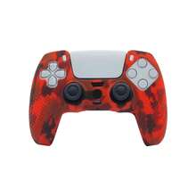 Compatible With PlayStation 5, Water Transfer Printing Design Controller Protective Case, Joystick Caps, Storage Bag Set Available, Anti-Slip Anti-Scratch Anti-Sweat Enhanced Gaming Control Feel, Large Opening Design At The Bottom - Water Transfer Red - View 14