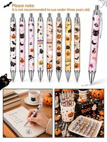 20pcs-Halloween Pens Bulk Halloween Party Ballpoint Pens Retractable Creative Boo Pink Pumpkin Ghost Skull Spider Gel Ink Suitable For Office Party Supplies - Multicolor 2 - View 1