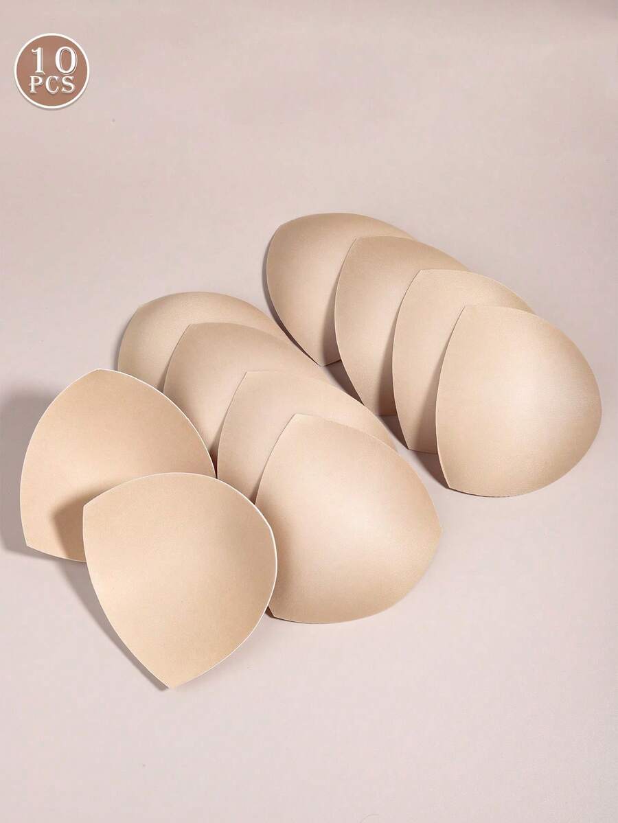 4pcs Plus Size Women's Triangle Bra Pads, Seamless Sponge Pads, Suitable For Sports And Multi-Function Bras, Comfortable Lingerie Padding Accessories - Beige - View 1
